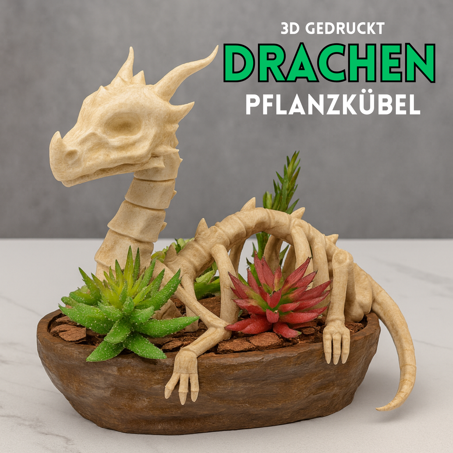 Verdant Remains – Drachen Pflanzkübel (3D-gedruckt)