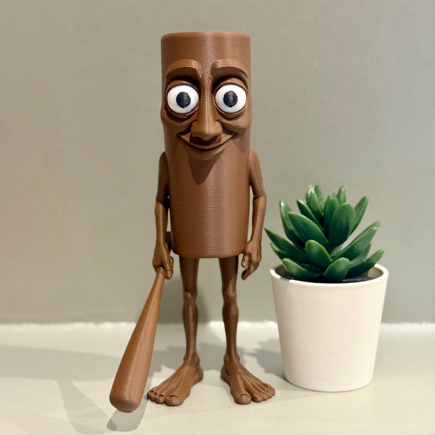 Gehirnroter 3D-gedruckter Tung Tung Sahur Figur, virales  italienisches Kunstspielzug,