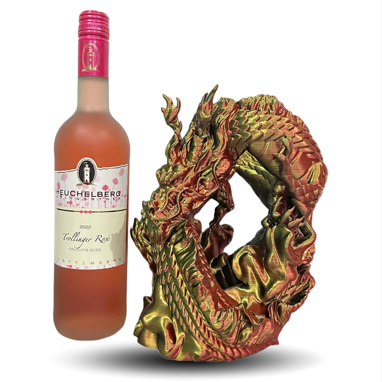 3D Gedruckt - Chinesischer Drachen-Weinhalter, Home Deko, Geschenk