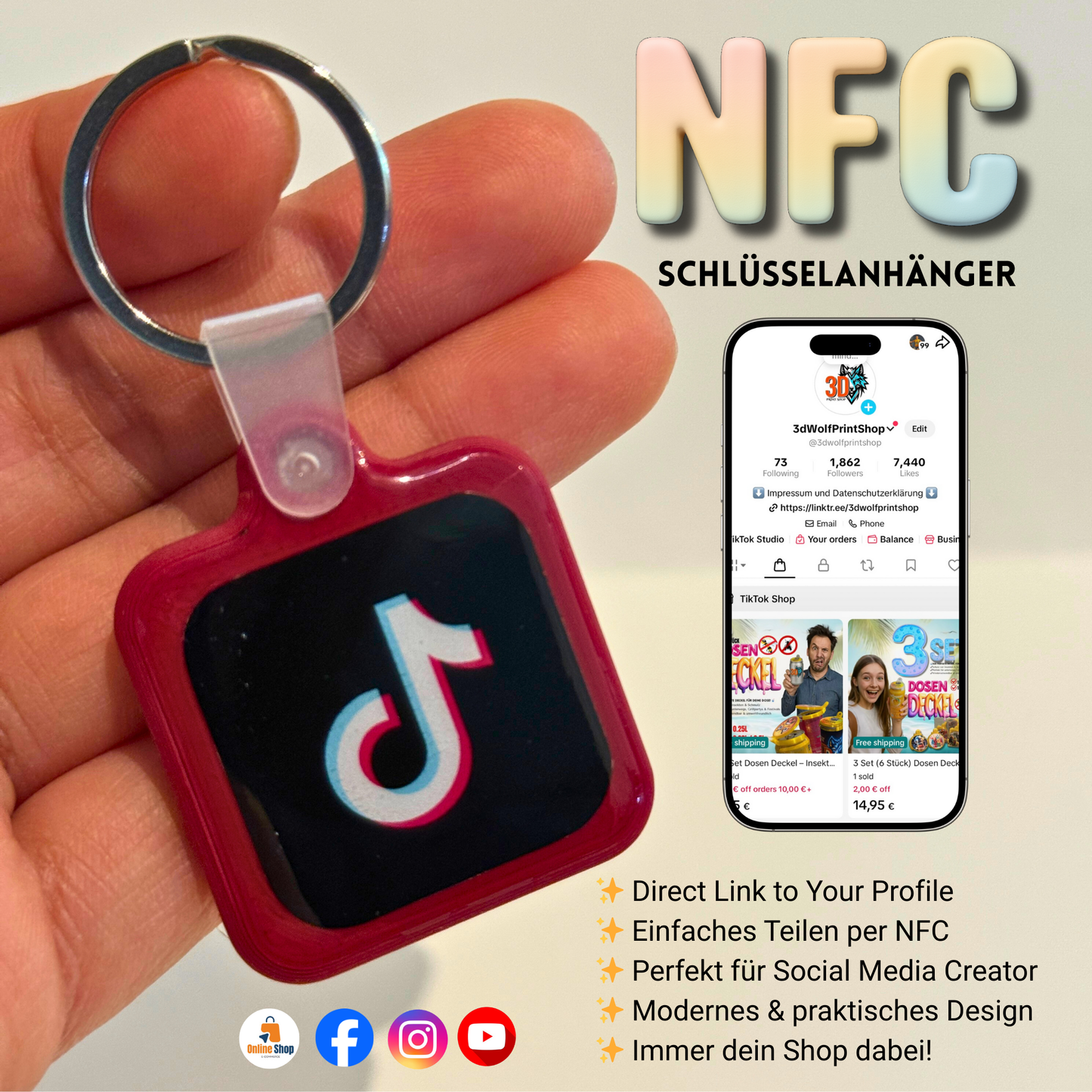 NFC Schlüsselanhänger – Dein digitaler Begleiter für Social Media & mehr!