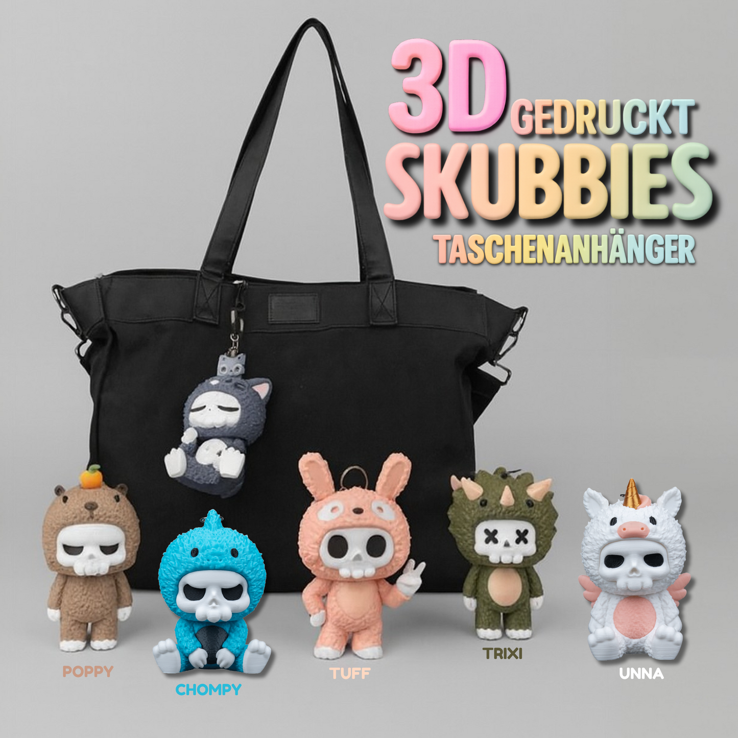 Skubbies Taschenanhänger – Süße Sammelfiguren als Schlüsselanhänger (Poppy, Chompy, Tuff, Trixi, Unna)