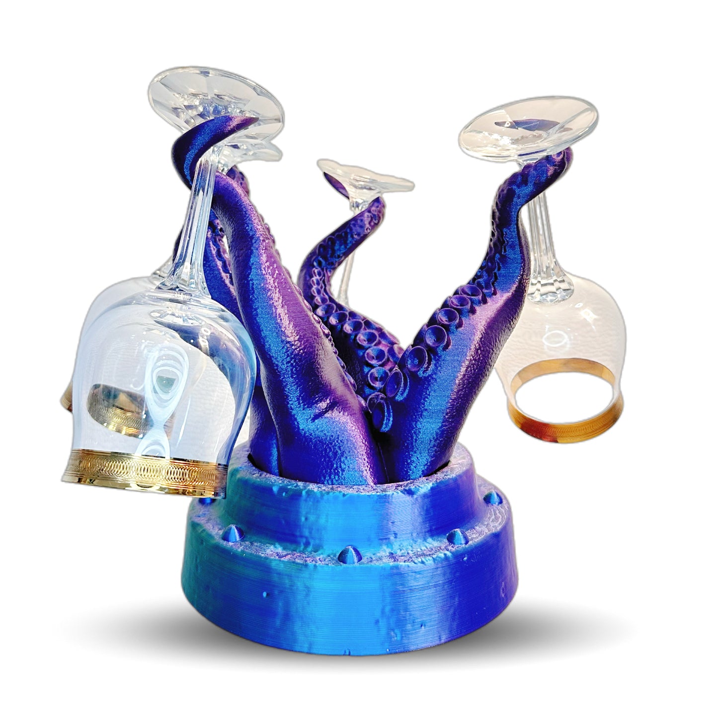 3D Gedrucktes Weinglas mit Tentaclerack für stilvolle Präsentation von Weinen