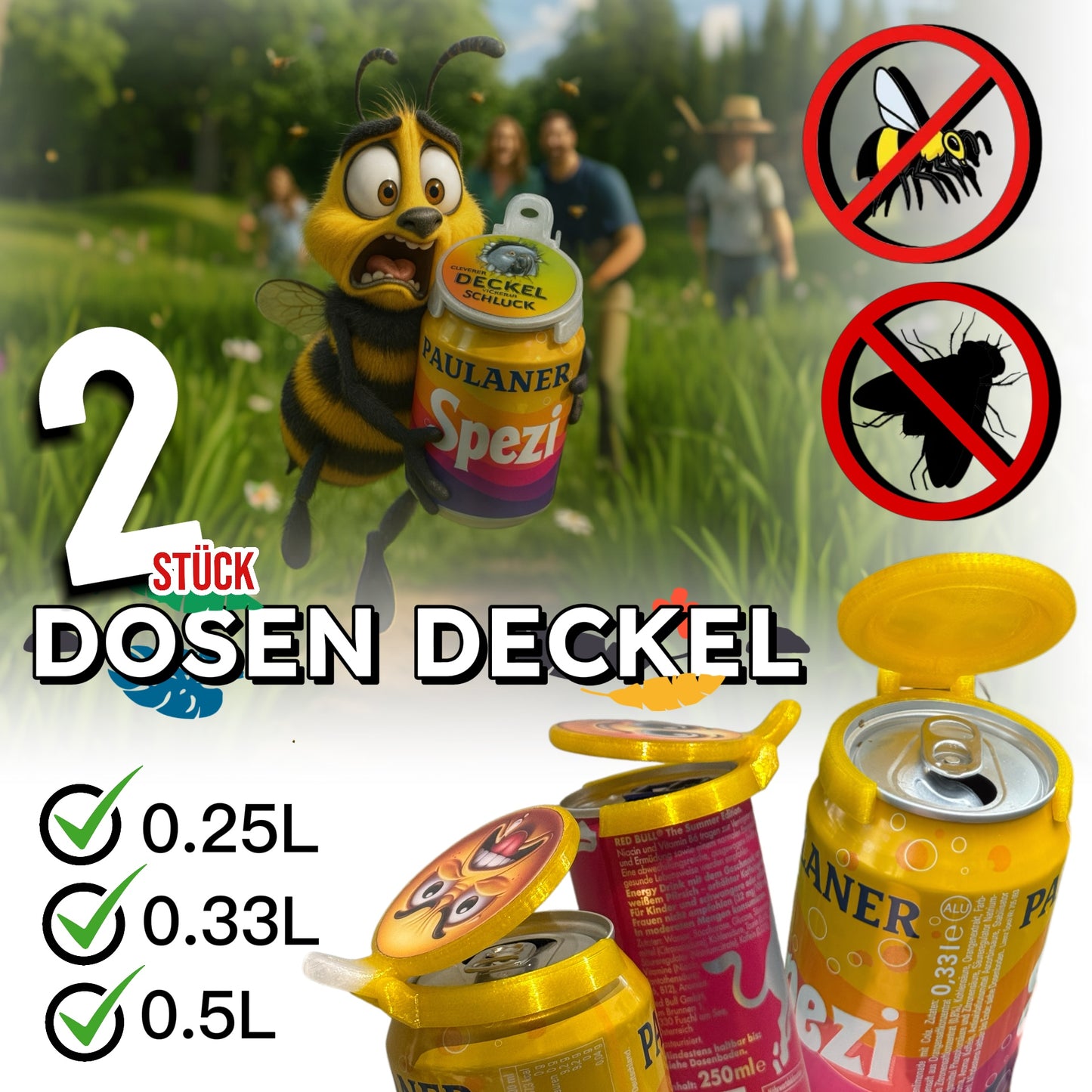 2er Set Dosen Deckel – Insektenschutz & Style für 0.25 L, 0.33 L & 0.5 L Dosen
