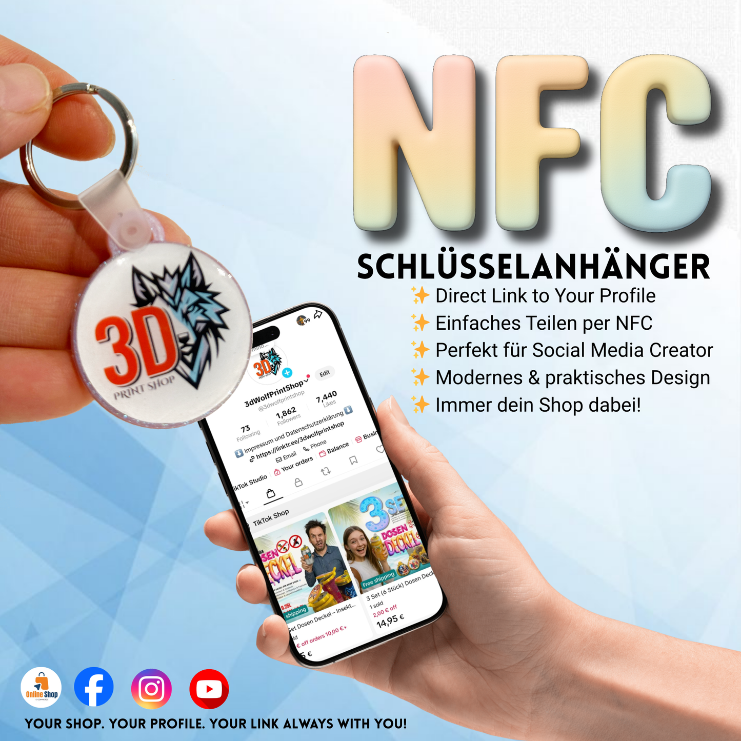 NFC Schlüsselanhänger – Dein digitaler Begleiter für Social Media & mehr!